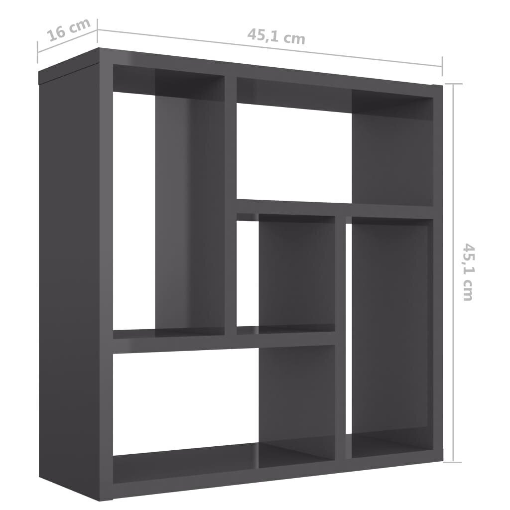 Seinähylly korkeakiilto harmaa 45,1x16x45,1 cm lastulevy hinta ja tiedot | Hyllyt | hobbyhall.fi