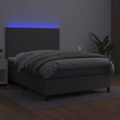 Sänky jousilla/patjalla/LED, harmaa 140x200cm tekonahka hinta ja tiedot | Sängyt | hobbyhall.fi