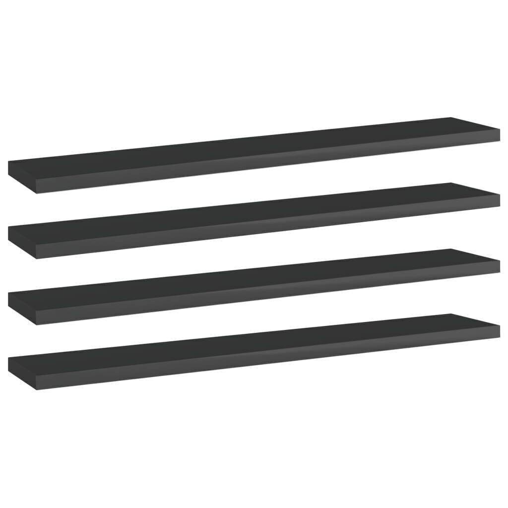 Kirjahyllytasot 4 kpl korkeakiilto musta 60x10x1,5 cm lastulevy hinta ja tiedot | Hyllyt | hobbyhall.fi