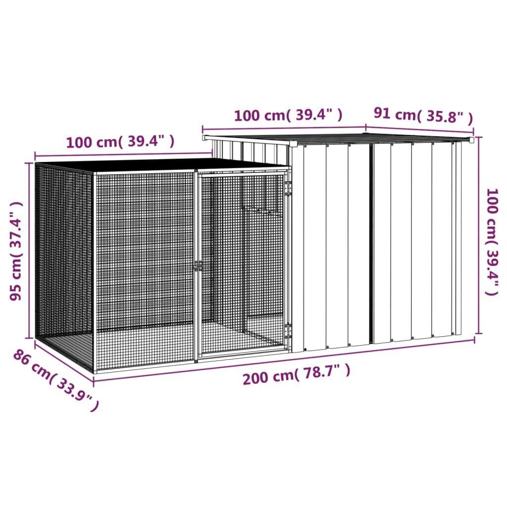 Kanahäkki antrasiitti 1000x91x100 cm galvanoitu teräs hinta ja tiedot | Lintulaudat ja lintuhäkit | hobbyhall.fi