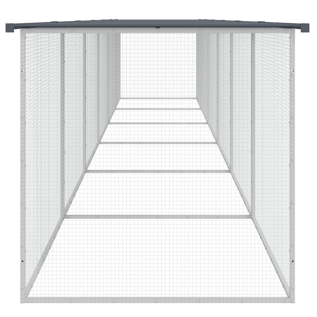 Kanahäkki katolla antrasiitti 603x98x90 cm galvanoitu teräs hinta ja tiedot | Lintulaudat ja lintuhäkit | hobbyhall.fi