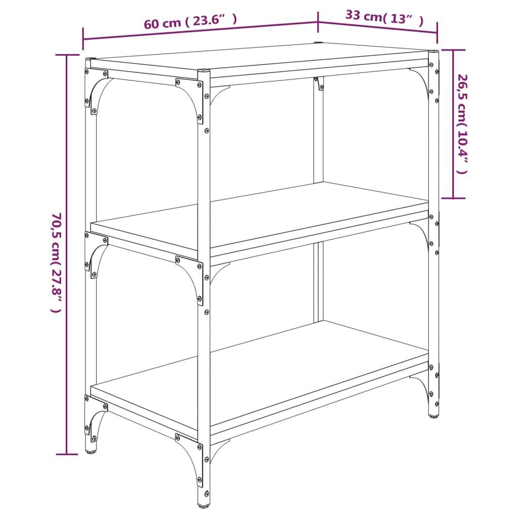 Kirjahylly savutammi 60x33x70,5 cm tekninen puu ja teräs hinta ja tiedot | Hyllyt | hobbyhall.fi