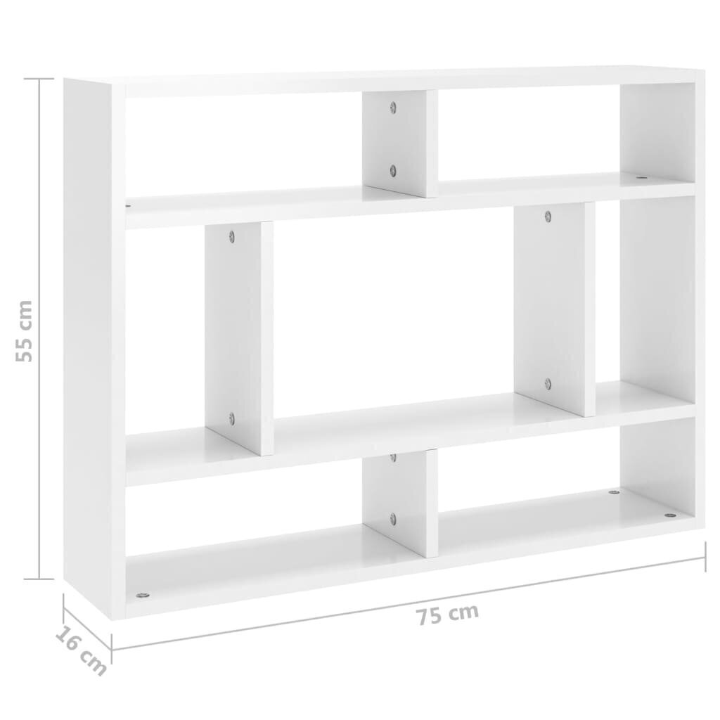 Seinähylly korkeakiilto valkoinen 75x16x55 cm lastulevy hinta ja tiedot | Hyllyt | hobbyhall.fi