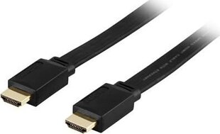 DELTACO Deltaco HDMI-1030F - 3m HDMI flad Sort hinta ja tiedot | Kaapelit ja adapterit | hobbyhall.fi