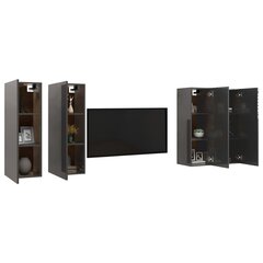 TV-tasot 4 kpl korkeakiilto harmaa 30,5x30x90 cm lastulevy hinta ja tiedot | TV-tasot | hobbyhall.fi