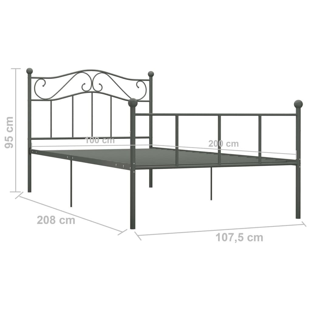 Sängynrunko harmaa metalli 100x200 cm hinta ja tiedot | Sängyt | hobbyhall.fi