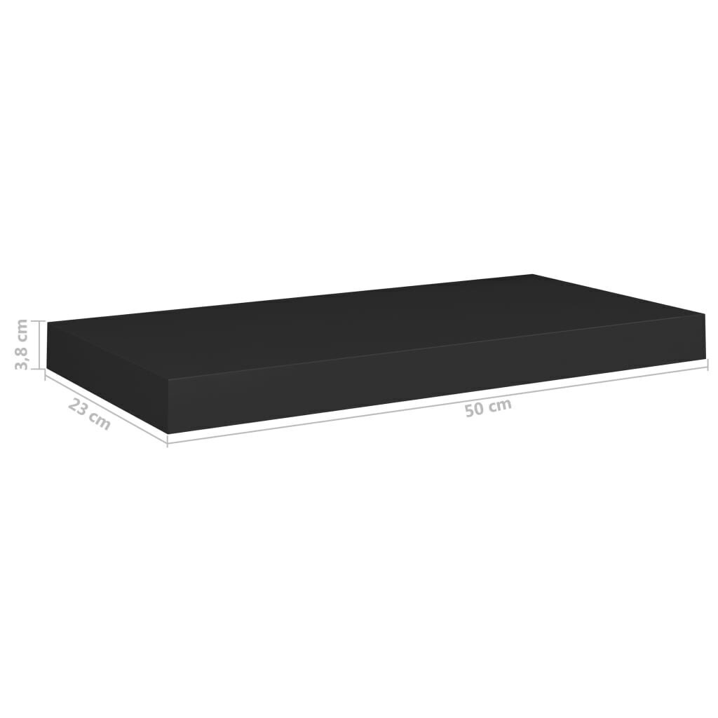 Kelluvat seinähyllyt 2 kpl musta 50x23x3,8 cm MDF hinta ja tiedot | Hyllyt | hobbyhall.fi