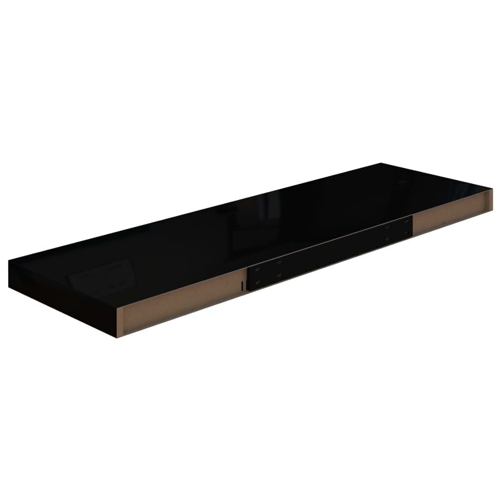 Kelluvat seinähyllyt 4 kpl korkeakiilto musta 80x23,5x3,8cm MDF hinta ja tiedot | Hyllyt | hobbyhall.fi