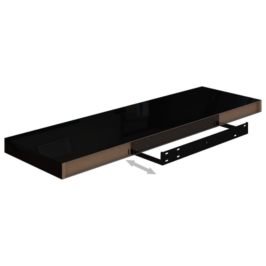 Kelluvat seinähyllyt 4 kpl korkeakiilto musta 80x23,5x3,8cm MDF hinta ja tiedot | Hyllyt | hobbyhall.fi