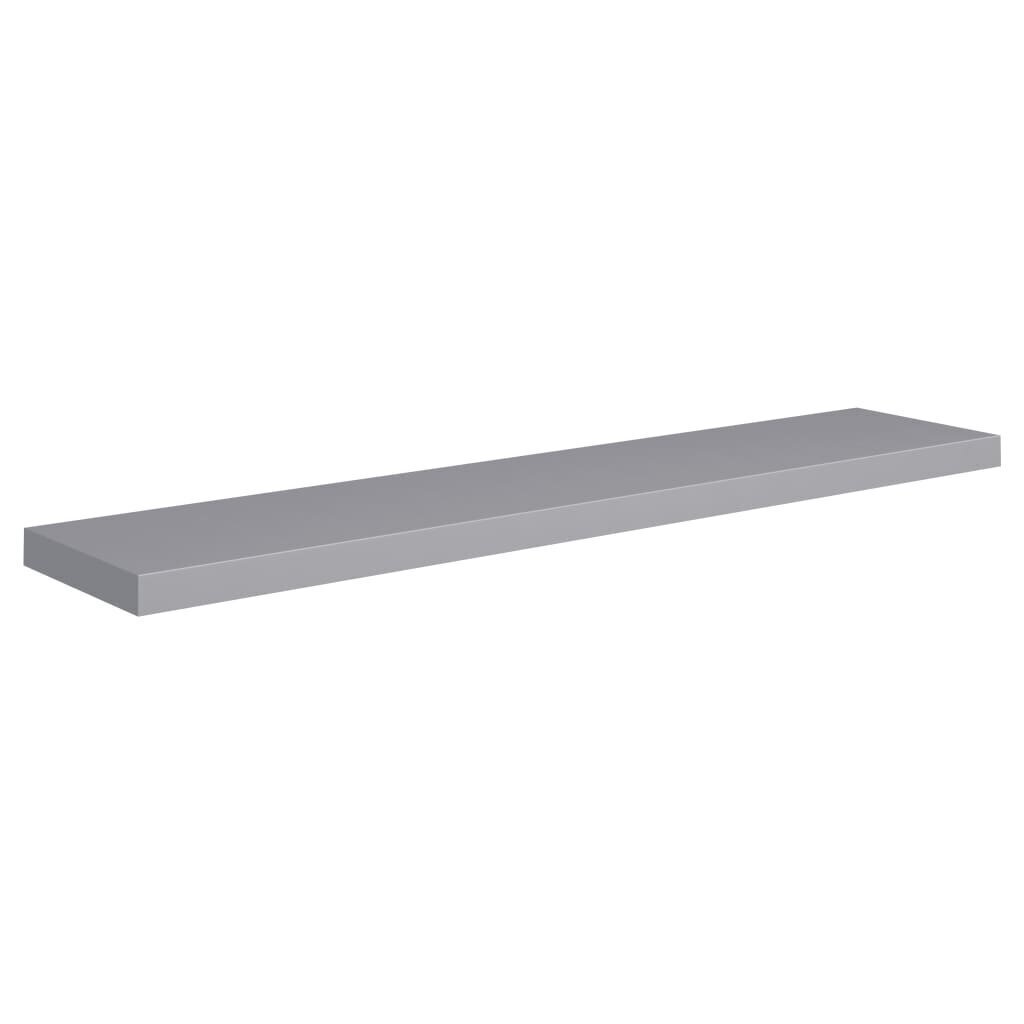 Kelluvat seinähyllyt 4 kpl harmaa 120x23,5x3,8 cm MDF hinta ja tiedot | Hyllyt | hobbyhall.fi