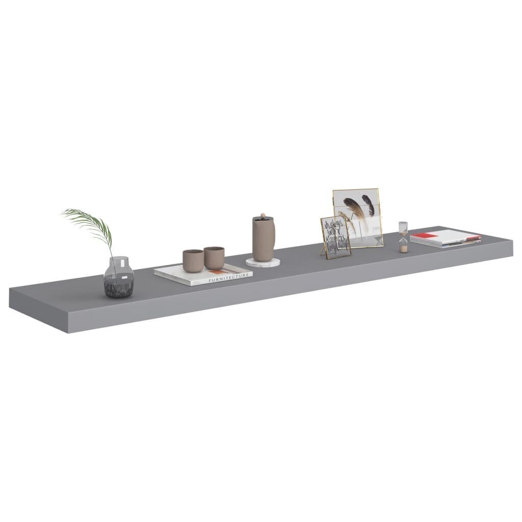 Kelluvat seinähyllyt 4 kpl harmaa 120x23,5x3,8 cm MDF hinta ja tiedot | Hyllyt | hobbyhall.fi