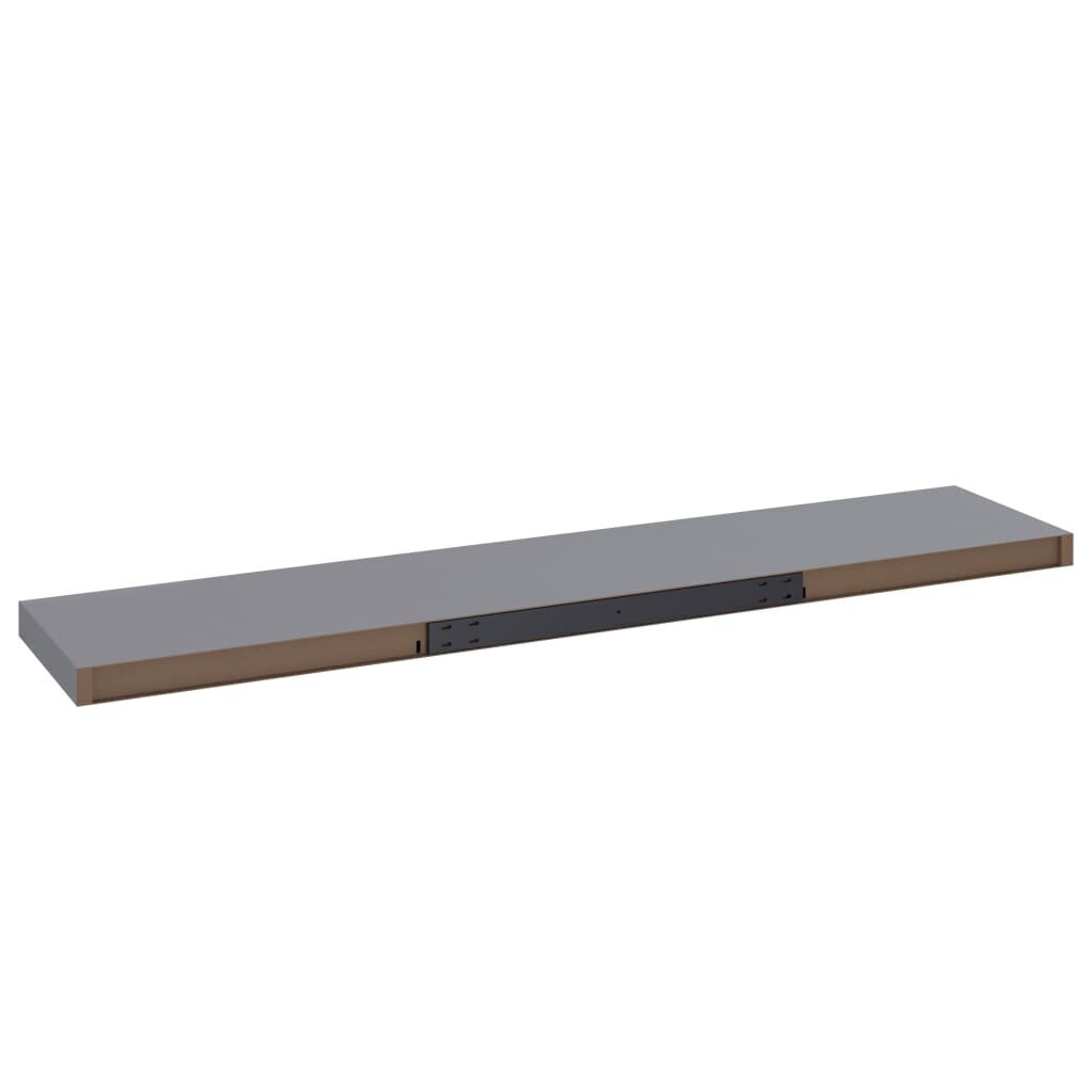 Kelluvat seinähyllyt 4 kpl harmaa 120x23,5x3,8 cm MDF hinta ja tiedot | Hyllyt | hobbyhall.fi