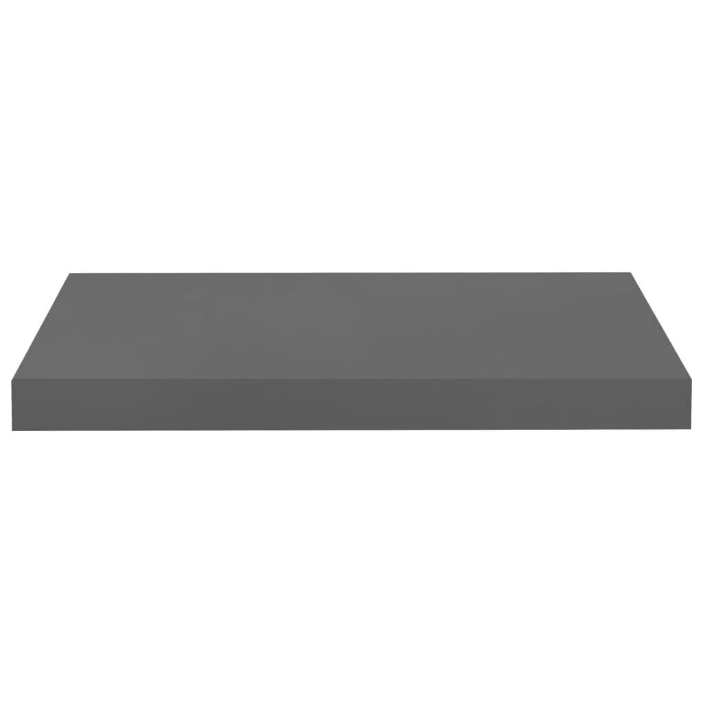 Kelluvat seinähyllyt 2 kpl korkeakiilto harmaa 50x23x3,8 cm MDF hinta ja tiedot | Hyllyt | hobbyhall.fi