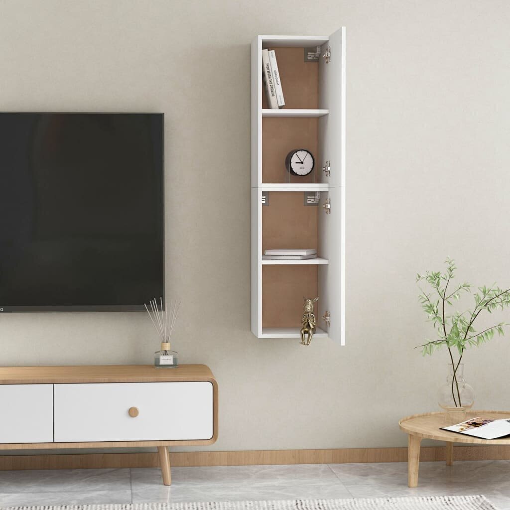 TV-tasot 2 kpl valkoinen 30,5x30x60 cm lastulevy hinta ja tiedot | TV-tasot | hobbyhall.fi