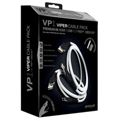 Gioteck VP1 Viper Cable 2-Pack incl. HDMI 2.1 and Type-C Braided Cables - White, 3m hinta ja tiedot | Kaapelit ja adapterit | hobbyhall.fi