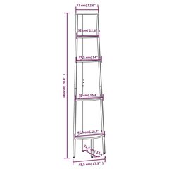 5-kerroksinen Kulmahylly musta 45,5x31,5x180 cm hinta ja tiedot | Hyllyt | hobbyhall.fi