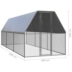 Ulkotilan kanahäkki 2x6x2 m galvanoitu teräs hinta ja tiedot | Lintulaudat ja lintuhäkit | hobbyhall.fi