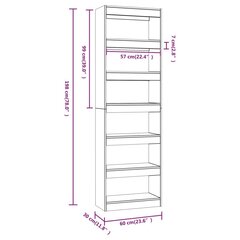 Kirjahylly/tilanjakaja betoninharmaa 60x30x198 cm hinta ja tiedot | Hyllyt | hobbyhall.fi