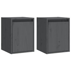 Seinäkaapit 2 kpl harmaa 30x30x40 cm täysi mänty hinta ja tiedot | Hyllyt | hobbyhall.fi