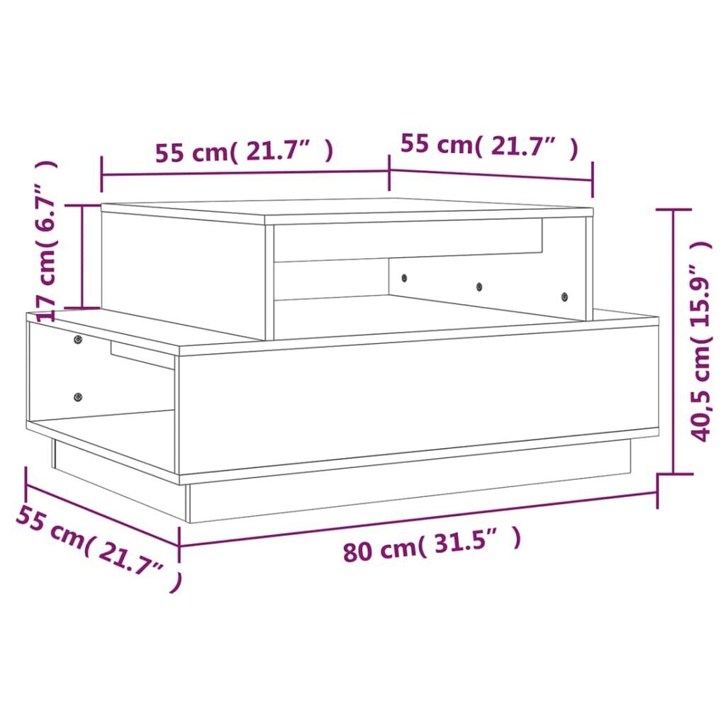 Sohvapöytä valkoinen 80x55x40,5 cm täysi mänty hinta ja tiedot | Sohvapöydät | hobbyhall.fi