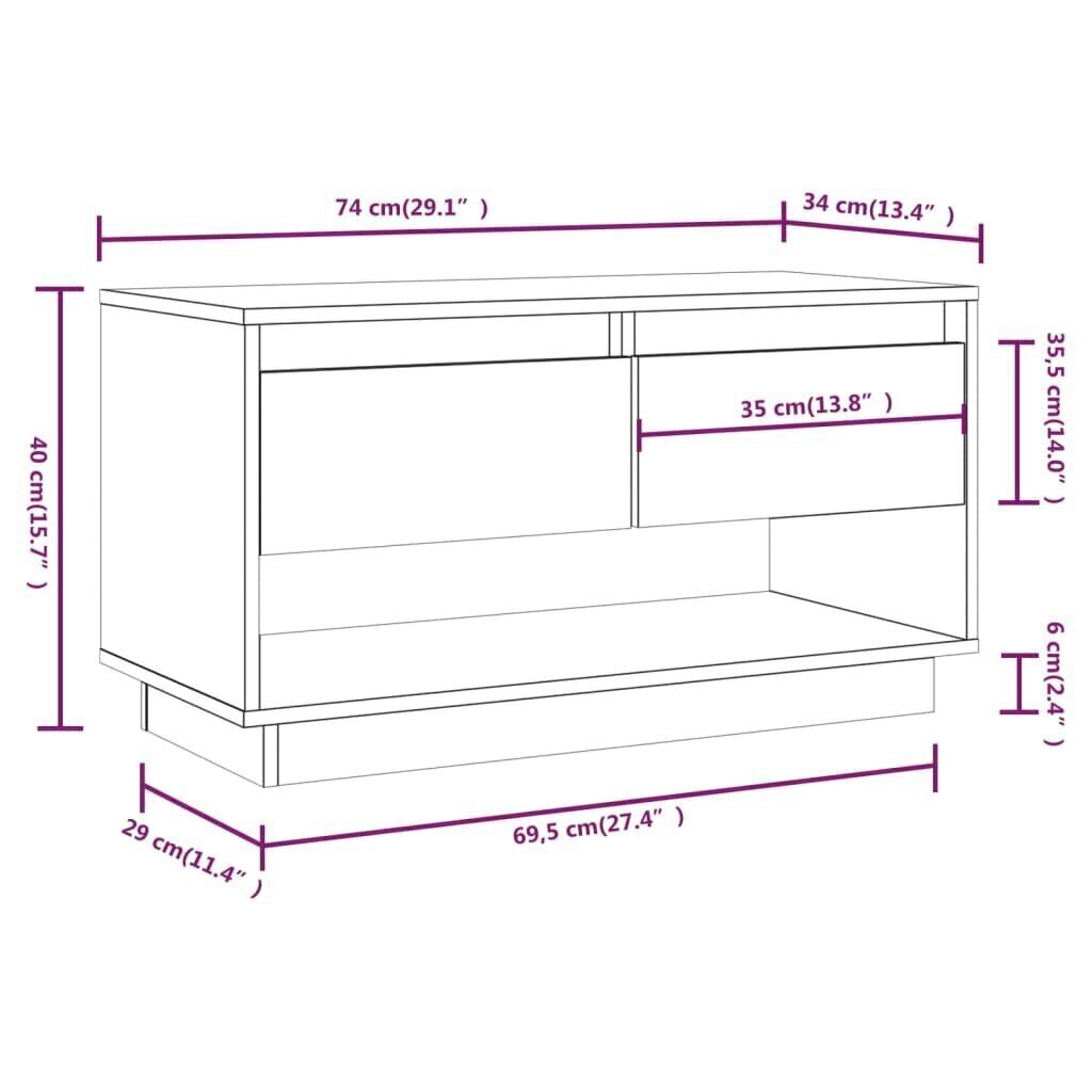 TV-taso valkoinen 74x34x40 cm täysi mänty hinta ja tiedot | TV-tasot | hobbyhall.fi