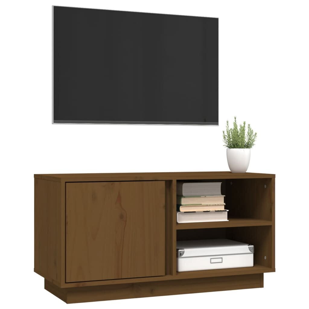 TV-taso hunajanruskea 80x35x40,5 cm täysi mänty hinta ja tiedot | TV-tasot | hobbyhall.fi