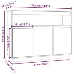 Senkki 104,5x34x80 cm täysi mänty hinta ja tiedot | Olohuoneen kaapit ja lipastot | hobbyhall.fi