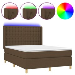 Sänky jousilla/patjalla/LED, ruskea, 140x190 cm, kangas hinta ja tiedot | Sängyt | hobbyhall.fi