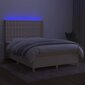 Sänky jousilla/patjalla/LED, kerma, 140x200 cm, kangas hinta ja tiedot | Sängyt | hobbyhall.fi