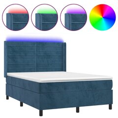 Sänky jousilla/patjalla/LED, sininen, 140x190cm, sametti hinta ja tiedot | Sängyt | hobbyhall.fi