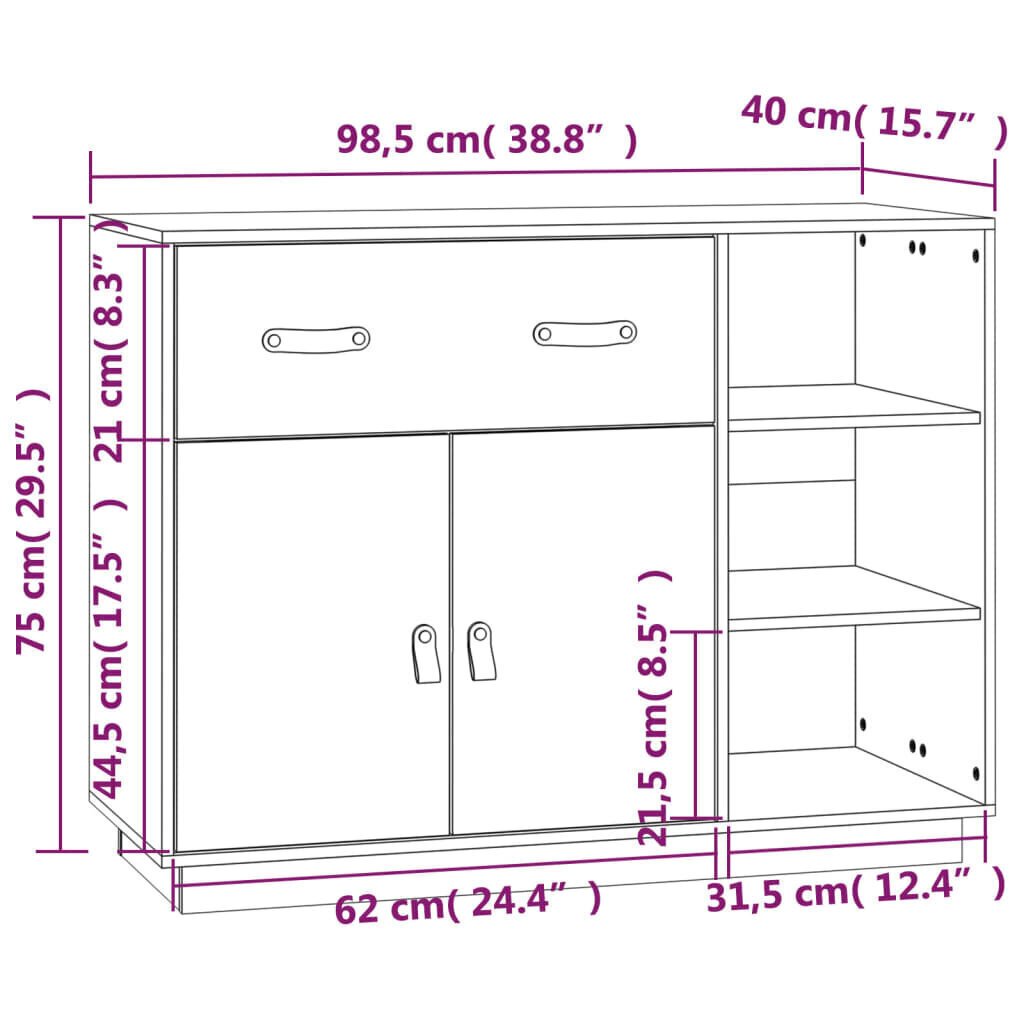 Senkki valkoinen 98,5x40x75 cm täysmänty hinta ja tiedot | Olohuoneen kaapit ja lipastot | hobbyhall.fi