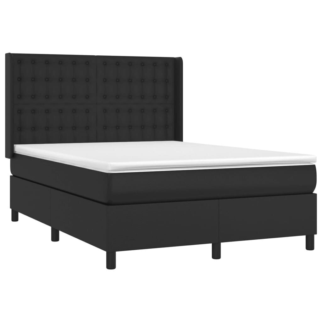 Sänky jousilla/patjalla/LED, musta 140x200cm tekonahka hinta ja tiedot | Sängyt | hobbyhall.fi