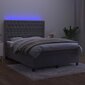 Sänky jousilla/patjalla/LED, harmaa, 140x200cm, sametti hinta ja tiedot | Sängyt | hobbyhall.fi