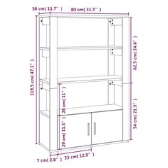 Senkki valkoinen 80x30x119,5 cm tekninen puu hinta ja tiedot | Olohuoneen kaapit ja lipastot | hobbyhall.fi