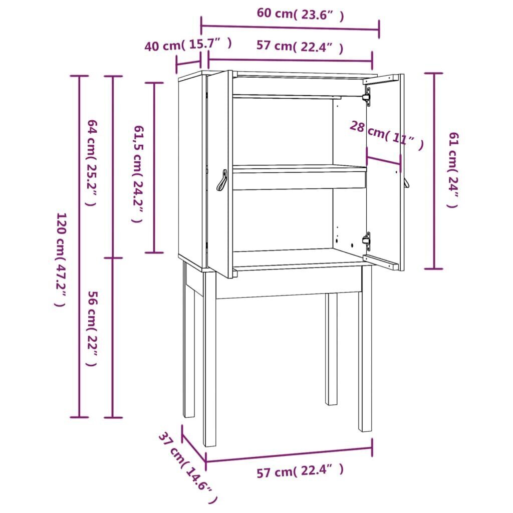 Kaappi musta 60x40x120 cm täysi mänty hinta ja tiedot | Olohuoneen kaapit ja lipastot | hobbyhall.fi