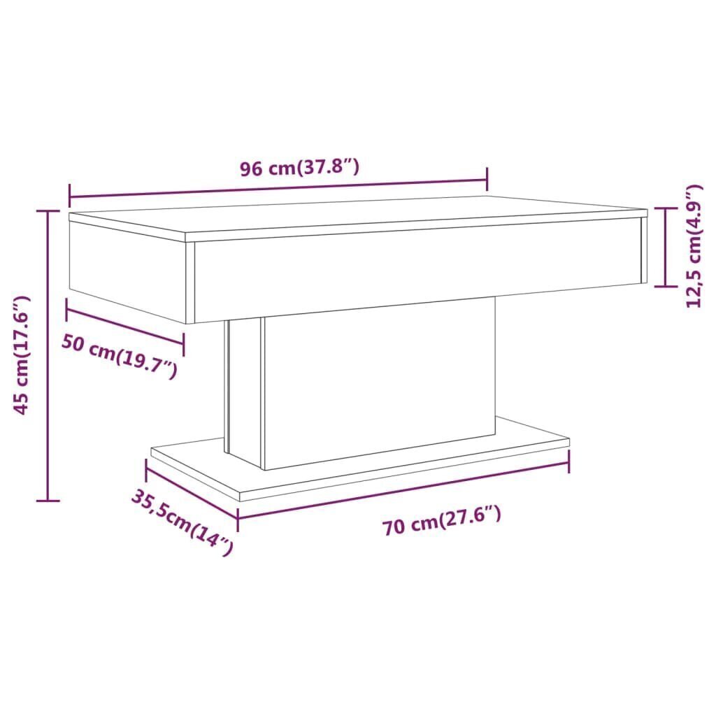 Sohvapöytä harmaa Sonoma 96x50x45 cm tekninen puu hinta ja tiedot | Sohvapöydät | hobbyhall.fi