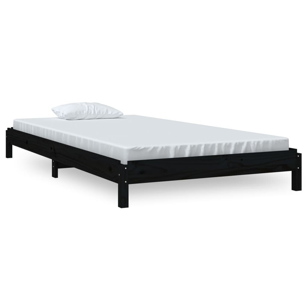 Pinottava sänky musta 100x200 cm täysi mänty hinta ja tiedot | Sängyt | hobbyhall.fi