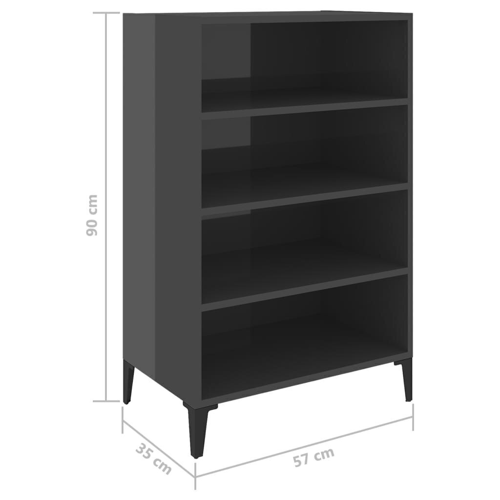 Senkki korkeakiilto harmaa 57x35x90 cm lastulevy hinta ja tiedot | Olohuoneen kaapit ja lipastot | hobbyhall.fi