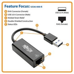 Tripp Lite USB 3.0 to Gigabit Ethernet a hinta ja tiedot | Kaapelit ja adapterit | hobbyhall.fi
