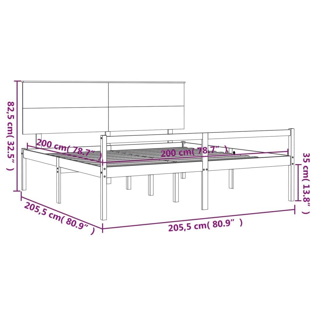 Ikäihmisten sänky päädyllä valkoinen 200x200 cm täysi puu hinta ja tiedot | Sängyt | hobbyhall.fi