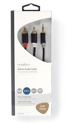 Aux Audio -kaapeli 3,5 mm -> 2x RCA 1m Nedis, musta hinta ja tiedot | Kaapelit ja adapterit | hobbyhall.fi