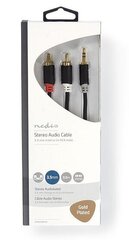 Aux Audio -kaapeli 3,5 mm -> 2x RCA 0,5 m Nedis, musta hinta ja tiedot | Kaapelit ja adapterit | hobbyhall.fi