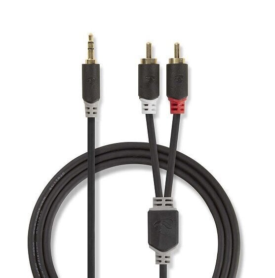 Aux Audio -kaapeli 3,5 mm -> 2x RCA 0,5 m Nedis, musta