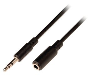 Audiokaapeli Matala 3,5 mm (M) -> 3,5 mm (F) 2 m Musta hinta ja tiedot | Kaapelit ja adapterit | hobbyhall.fi