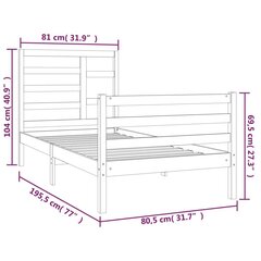 Sängynrunko täysi puu 75x190 cm 2FT6 Small Single hinta ja tiedot | Sängyt | hobbyhall.fi