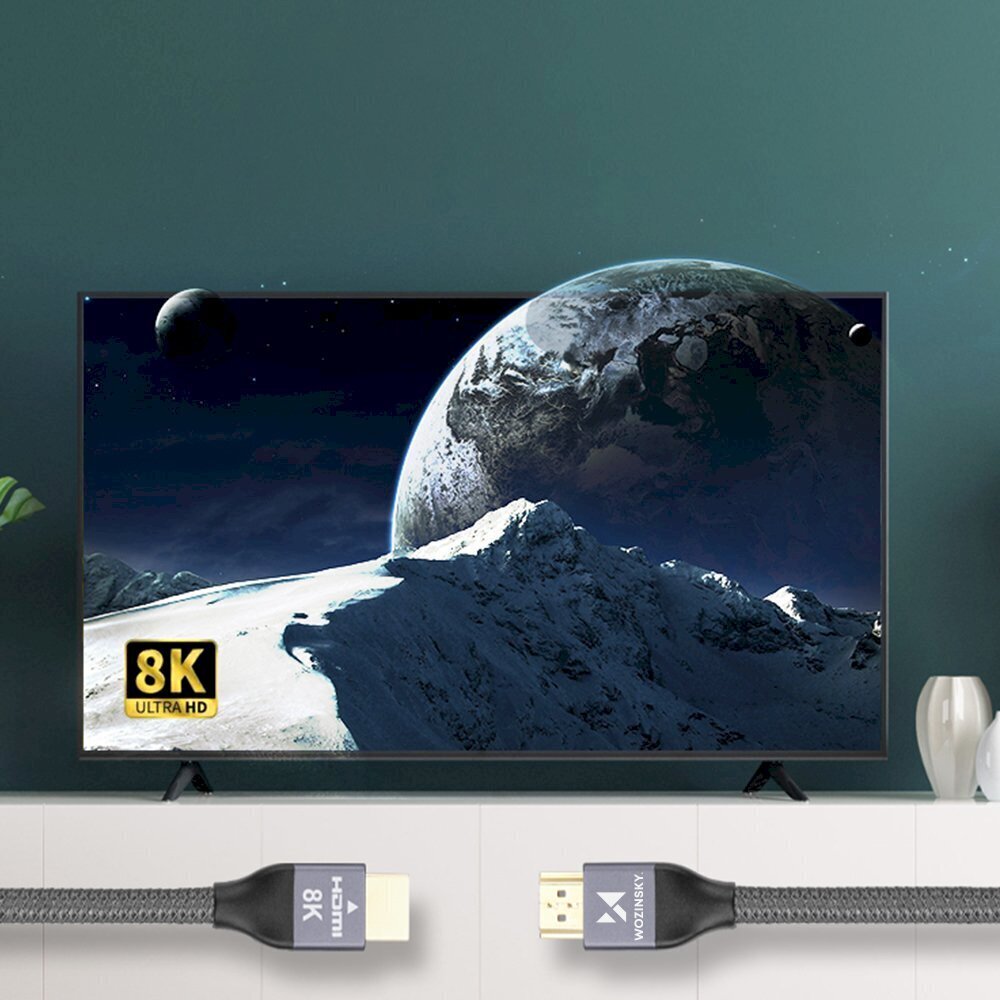 Wozinsky-kaapeli HDMI 2.1 8K 60 Hz 48 Gbps / 4K 120 Hz / 2K 144 Hz 2m hopea (WHDMI-20) hinta ja tiedot | Kaapelit ja adapterit | hobbyhall.fi