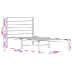 Metallinen sängynrunko päädyllä valkoinen 107x203 cm hinta ja tiedot | Sängyt | hobbyhall.fi