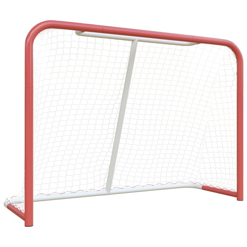 Jääkiekkomaali verkolla punavalkoinen 153x60x118 cm teräs/PES hinta ja tiedot | Jääkiekko | hobbyhall.fi