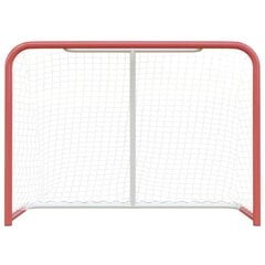 Jääkiekkomaali verkolla punavalkoinen 153x60x118 cm teräs/PES hinta ja tiedot | Jääkiekko | hobbyhall.fi