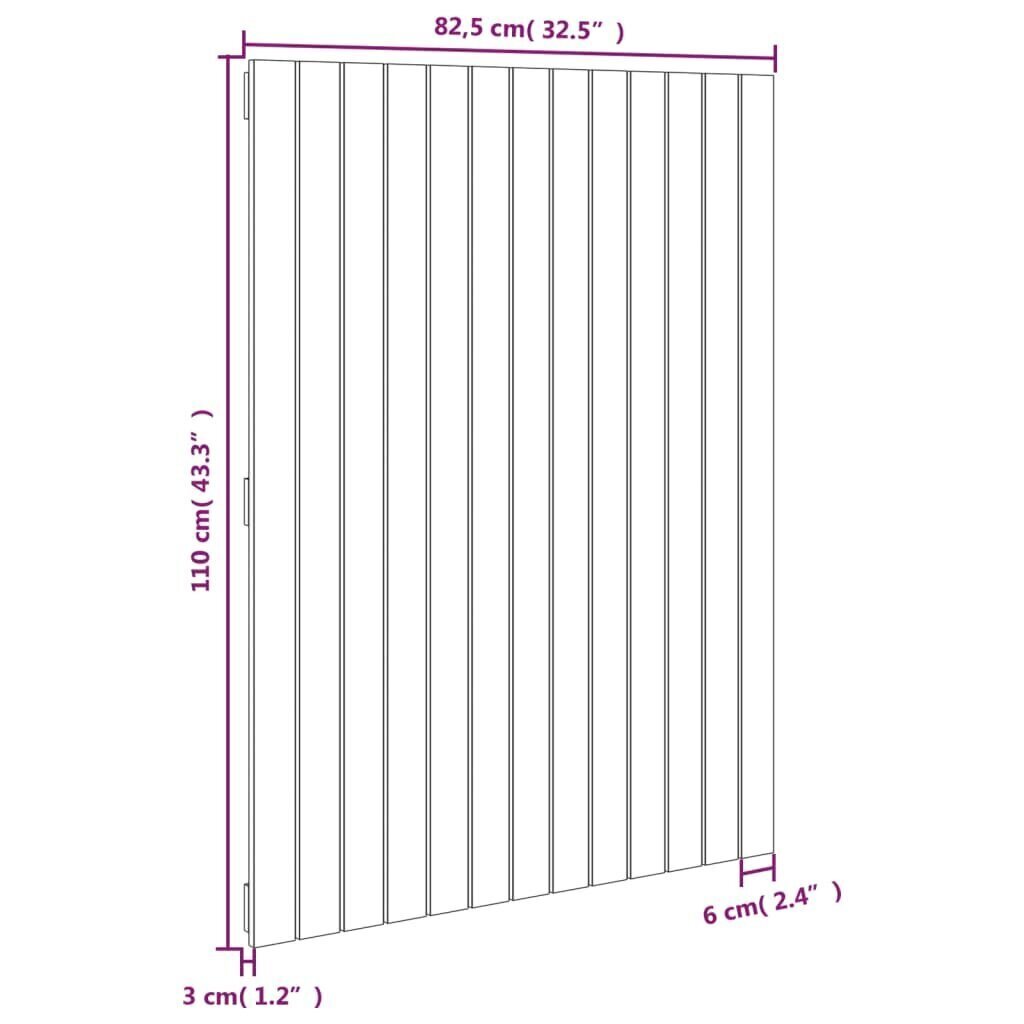 Sängynpääty seinälle harmaa 82,5x3x110 cm täysi mänty hinta ja tiedot | Sängyt | hobbyhall.fi